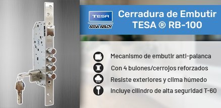 Cerradura de embutir TESA® RB100 de alta seguridad
