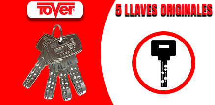 Cerradura de Sobreponer TOVER® S-1 incluye 5 llaves originales.