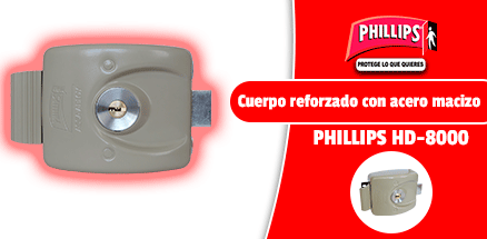 Cerradura de Sobreponer PHILLIPS ® HD-8000 para Puerta de Herrería.