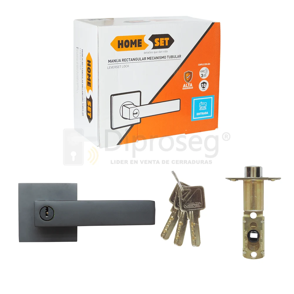 Cerradura Tipo Manija De Alta Seguridad Color Negro Para Puerta - Imagen 6